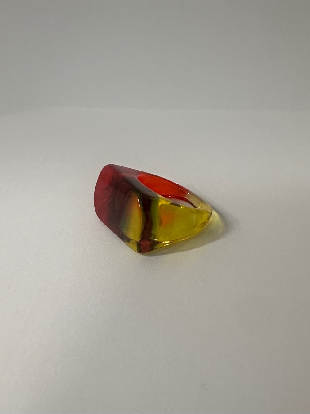 Acrylic red, green and yellow ring